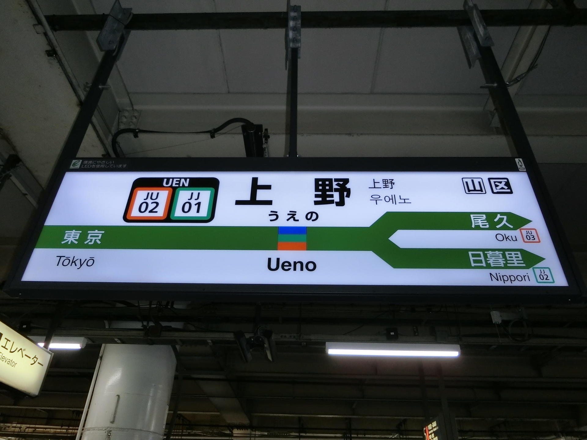 上野駅 駅名標 - 鉄道